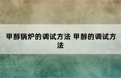 甲醇锅炉的调试方法 甲醇的调试方法